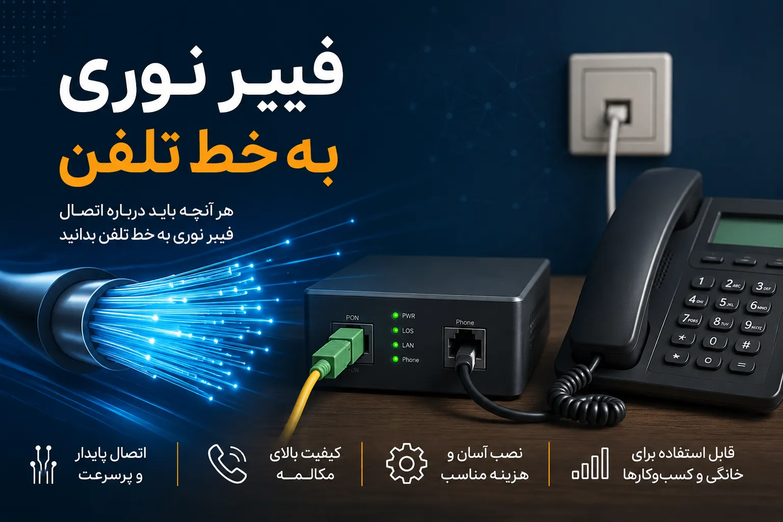 نحوه تبدیل فیبر نوری به خط تلفن