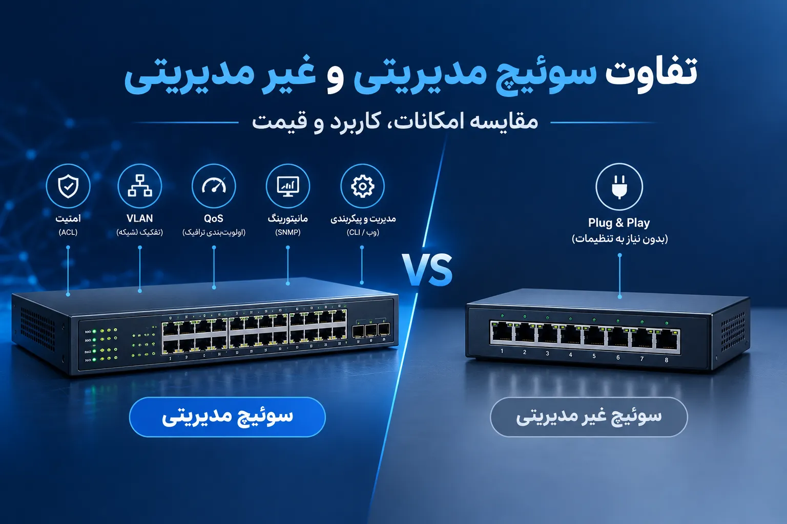 تفاوت سوئیچ مدیریتی و غیر مدیریتی چیست؟